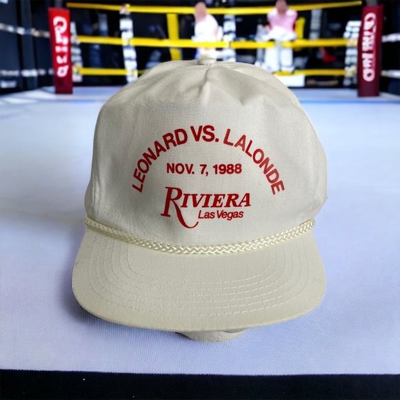 Vintage Leonard vs Lalonde 1988 Riviera Las Vegas Nov 7 1988 White Baseball Hat